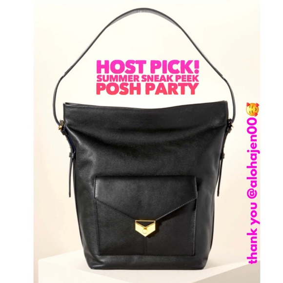 Stella & Dot Handbags - Stella & Dot | Black Leather Covet Bucket Bag